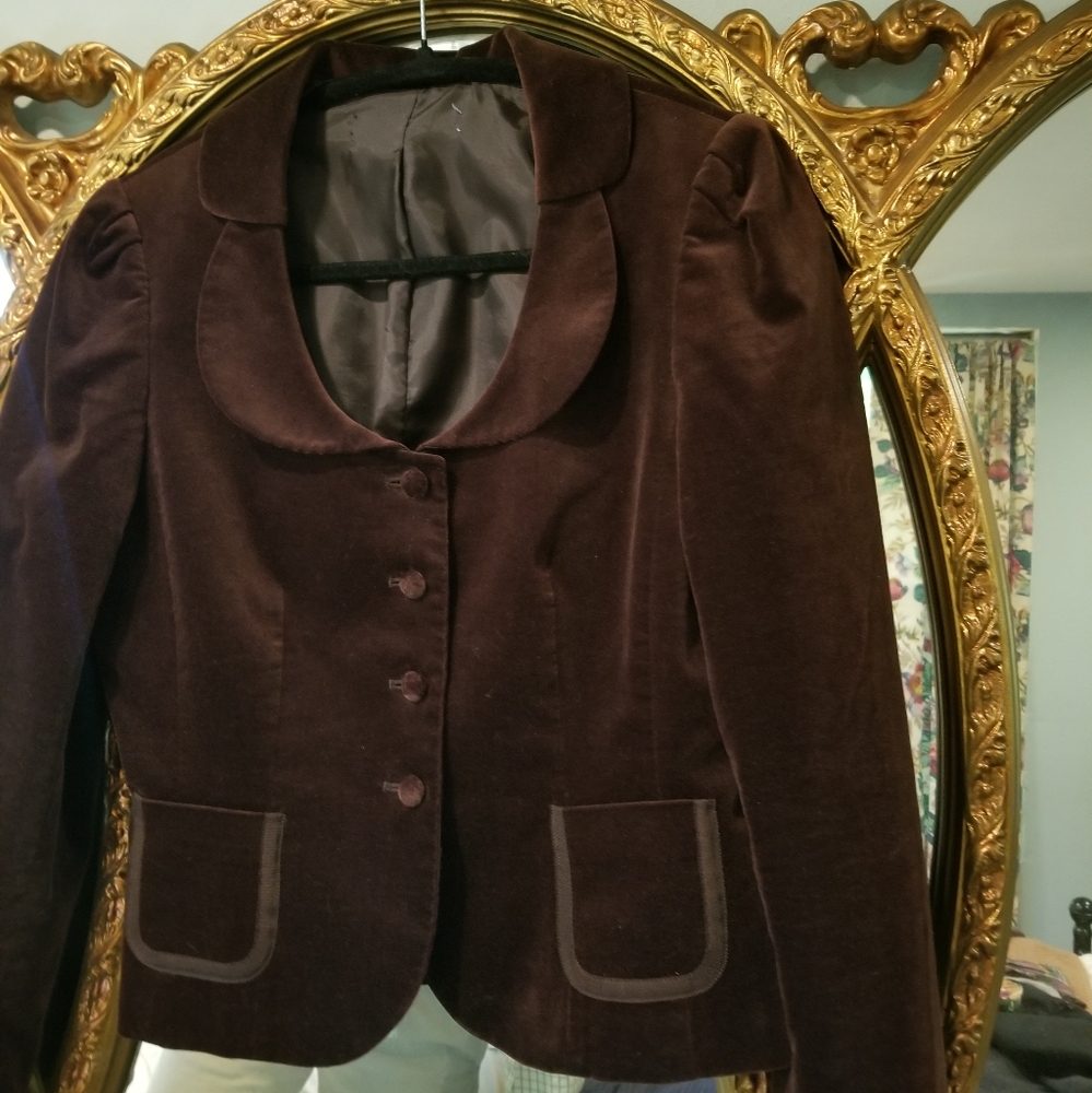COPY - 🍂Vintage Brown Velvet Jacket Top Draped Collar